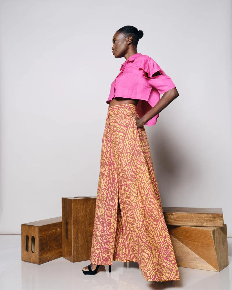 Kahindo Fabric-lined front buttons Praslin Maxi Skirt