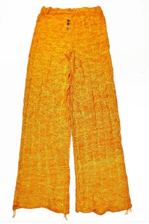 Bloke Orange Marl Knit Trousers with coconut shell buttons
