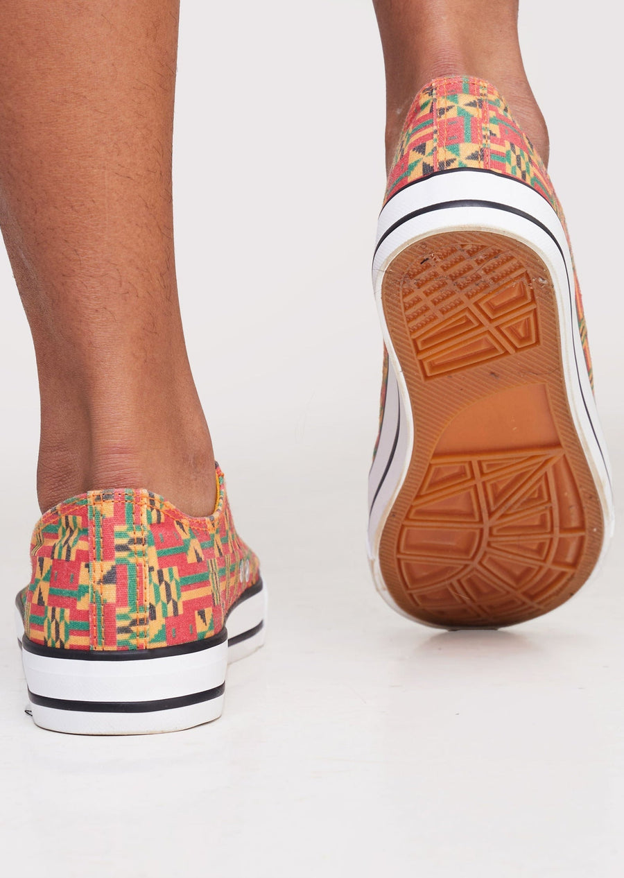 Mikono Kente Sneakers with white laces and a light rubber sole