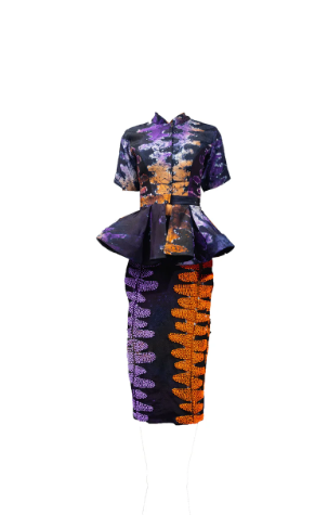 Yeside Laguda Hand-beaded, two-piece top and skirt Badagry Set