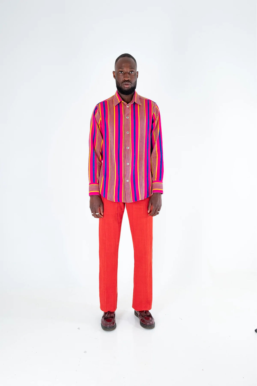 Zaggadey V Stripe Tailored Fitted Long Sleeve Shirt